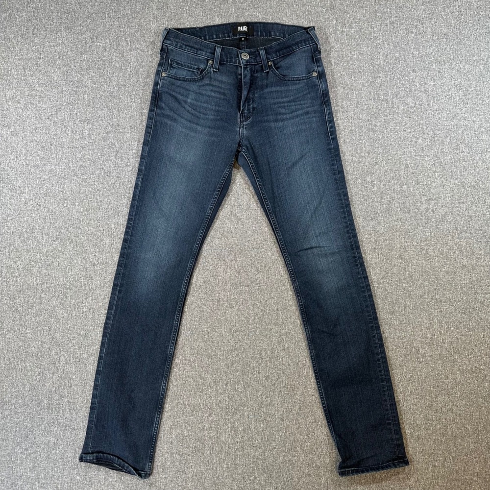 Paige Lennox Slim Fit Jeans Mens 30 Dark Wash Blue Denim Stretch Pants Designer